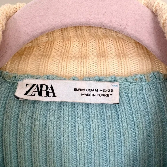 Zara Women's Colorblock Cardigan - Red, Blue, Green, Cream - Picture 3 of 4